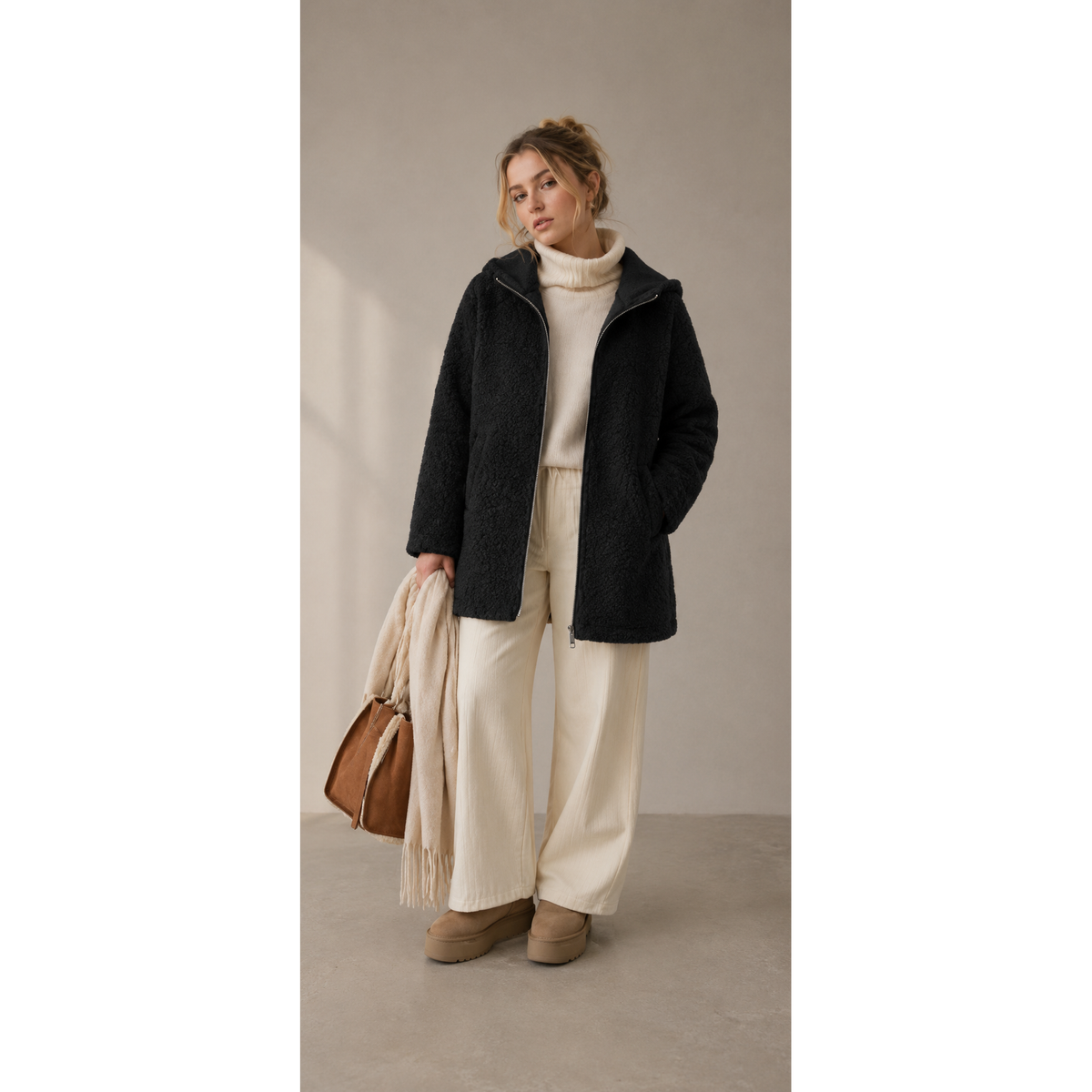 Cozy Hooded Teddy Coats - Blue or Black