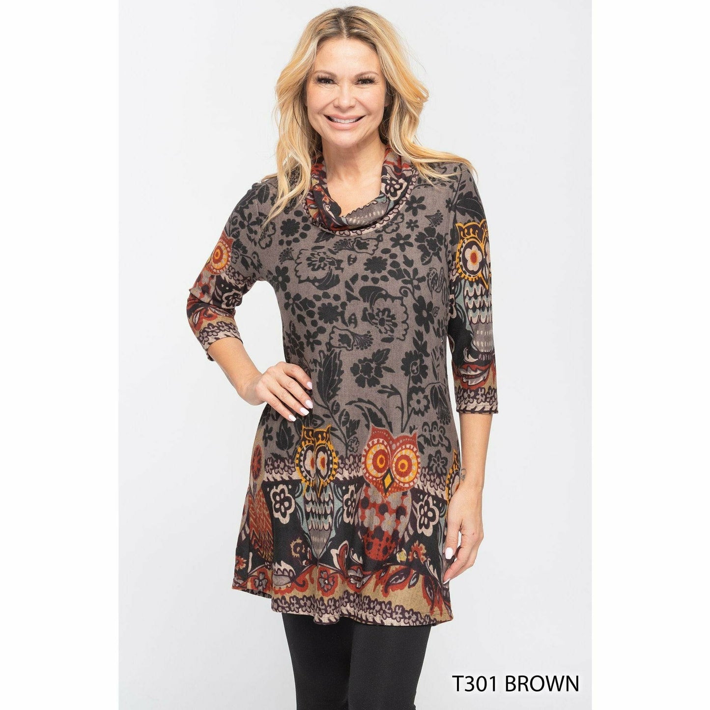 Tunic - Cowl Neck - Brown