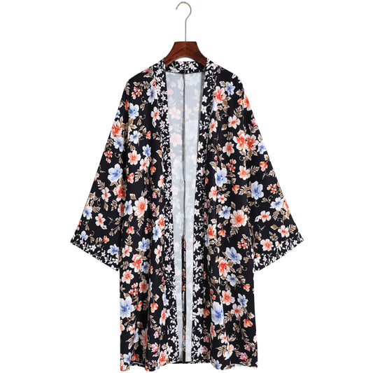 Mid Length Kimono/Coverup -Black