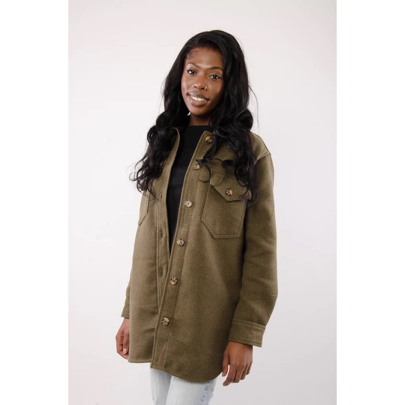 Ladies Soft Solid (Waffle Weave) Short Jacket - Olive