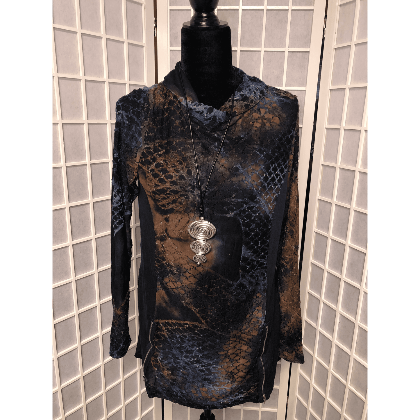 Tunic - Mixed Media - Blue/Brown