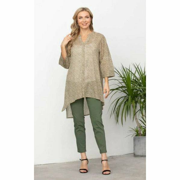 High Low Full Button Sheer Blouse - Plus